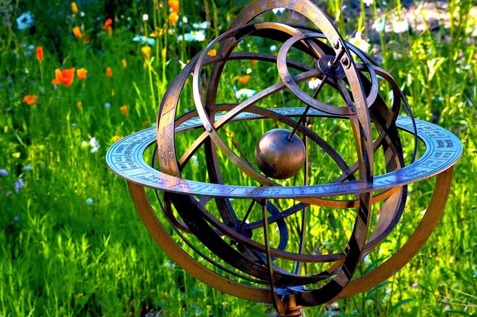 Picture of the armillary in Tavistock Sensory Garden.