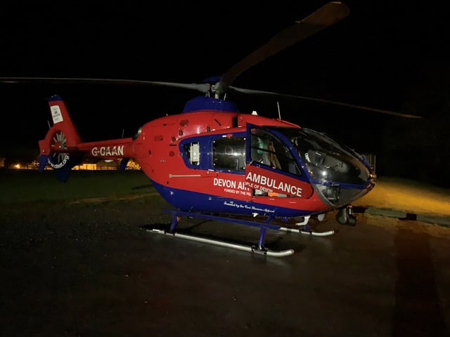 Devon air ambulance at night