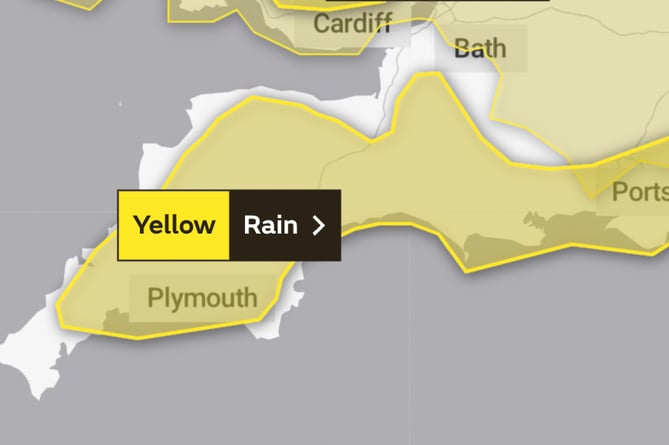 Area covered by updated Yellow Warning of rain on December 18.
Image: Met Office