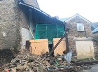 Building collapses on A388 in Callington