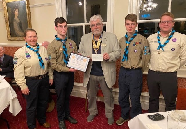 Tavistock Rotary scouts cheque