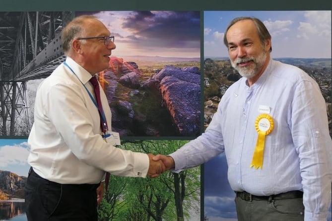 West Devon Borough Council Lib Dem Christopher West and returning officer Steve Mullineaux