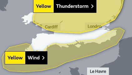 The Yellow warning of stormy weather issued by the Met Office on August 1,2023.
Image - Met Offfice