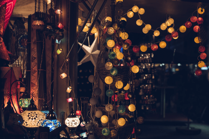 Christmas market stock image 