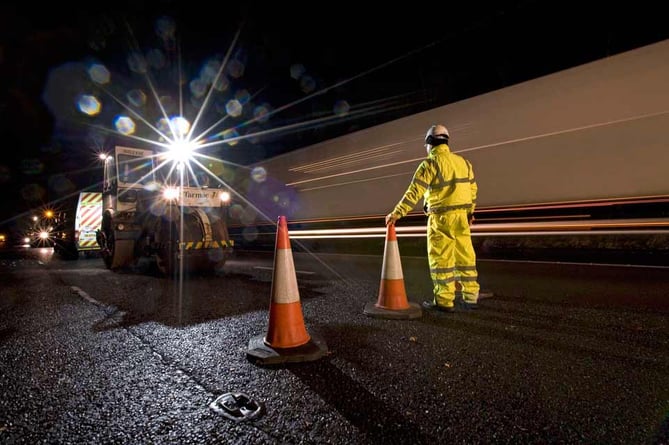 Road resurfacing taking place.
