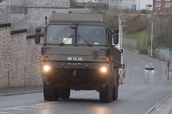 The lorry taking the bomb to the slipway.
