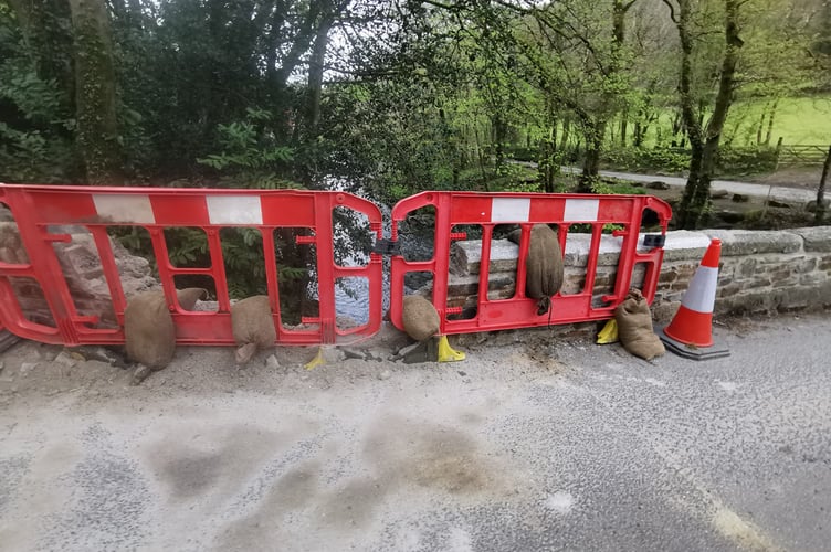 The latest damage to Denham Bridge following a vehicle collision.