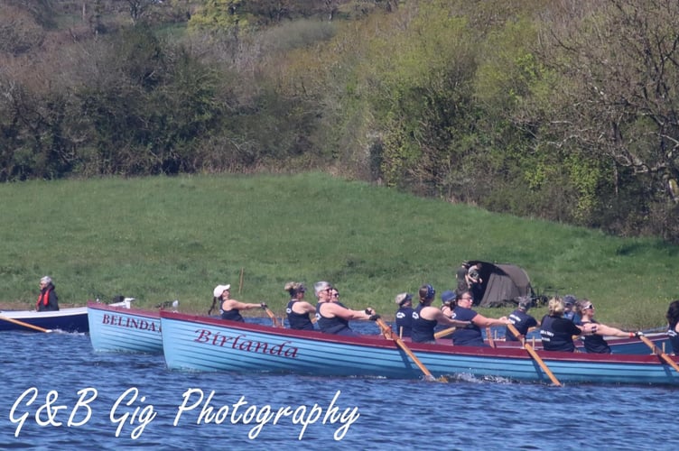 The two crews from the club competing in the Roadford Races