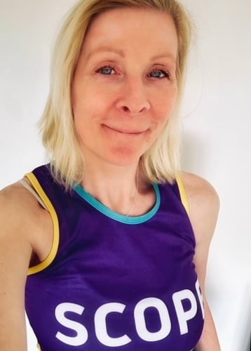 Sarah Rhodes happy with her London Marathon finish in aid of Scope.