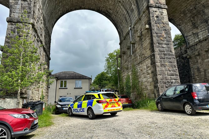 The scene below the viaduct