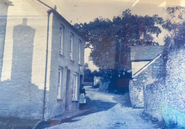 An old photograph of the Harrowbarrow village shop