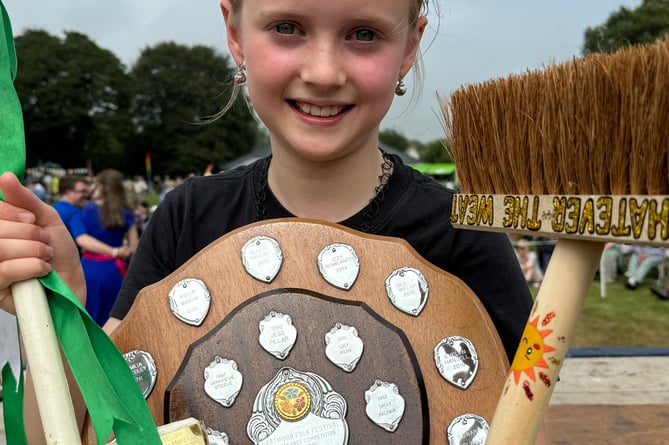 Dartmoor Broom Dance Champion Annabel (10), from South Zeal, learned the dance steps at festival workshops.
