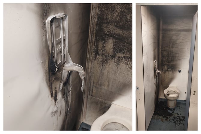 The state of the toilet after the arson