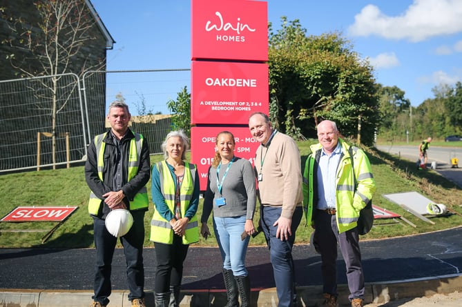 Gavin Sutton, senior project manager at Plymouth Community Homes, Jo Agnew, project manager at Plymouth Community Homes, Alex Rehagg, principal affordable housing officer for West Devon Borough Council, Cllr Mark Renders, Deputy Leader and Lead Member for Housing for West Devon Borough Council and Simon Kealy, chartered building surveyor at Kirkham Board Associates.